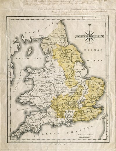 Karte von Südengland, koloriert zur Darstellung geologischer Interessengebiete, annotiert von William Smith (1769-1839) von John Cary